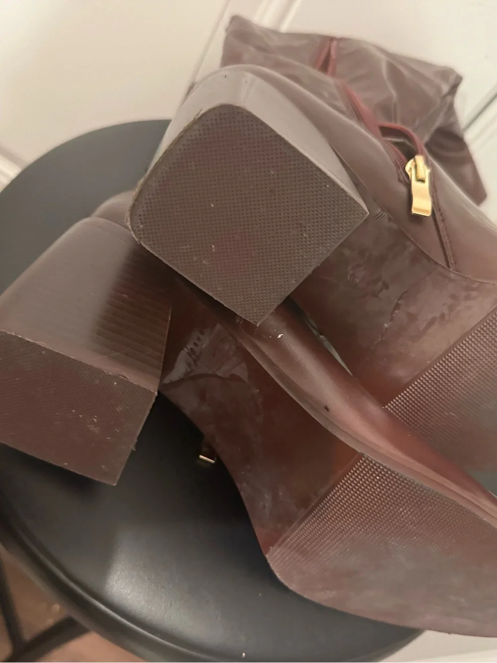 Women’s Tall Burgundy Block Heel Boots size 9